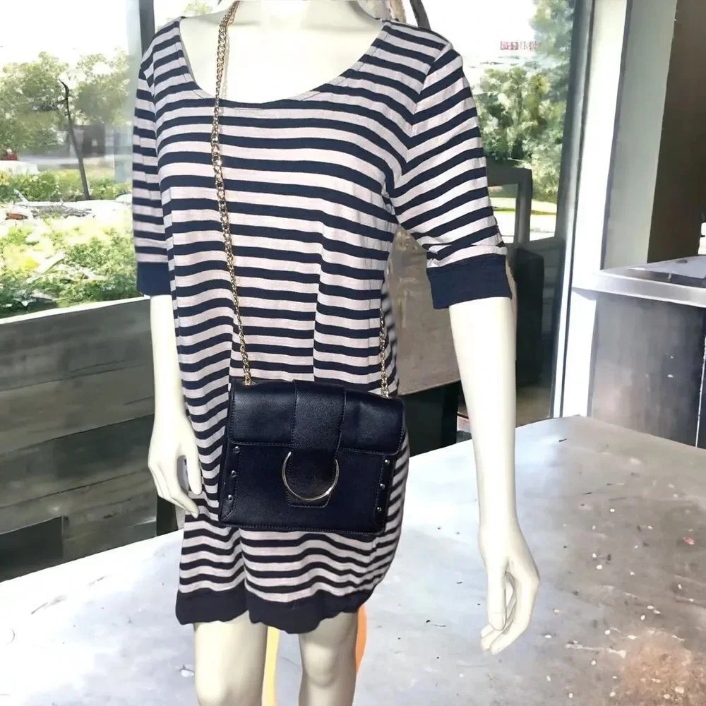 OFF WHITE/BLACK BANANA REPUBLIC RELAXED FIT DRESS 3/4” SLEEVES SIZE XTRA LARGE - Picture 2 of 16